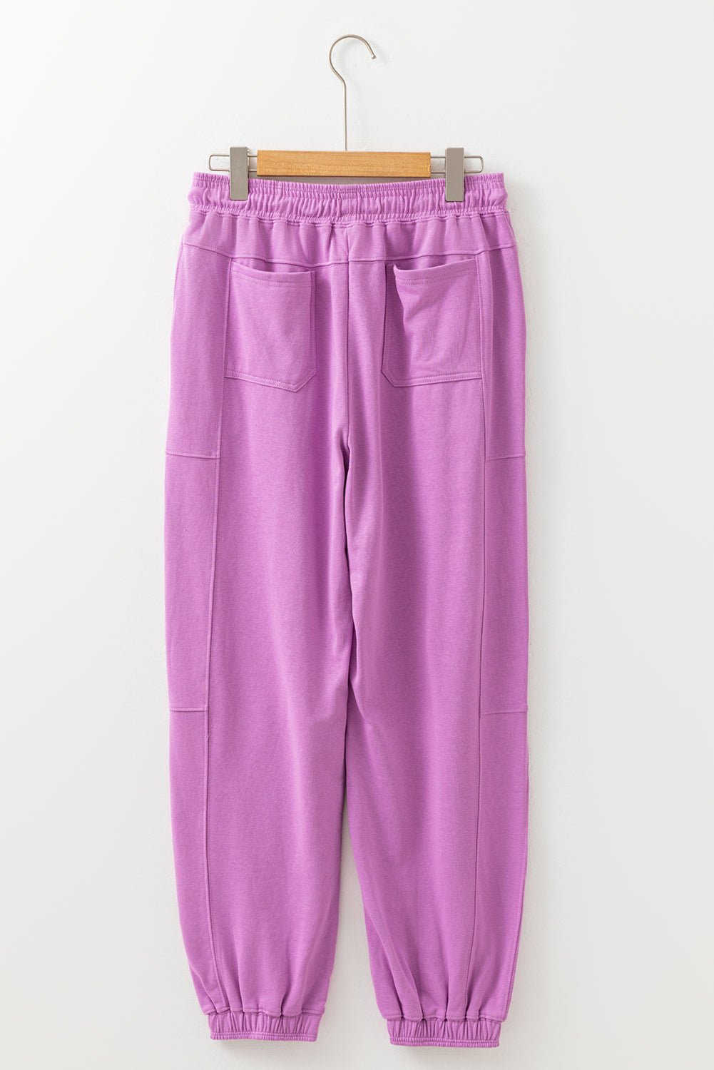 Light Pink Drawstring Waist Patchwork Solid Color Jogger Pants