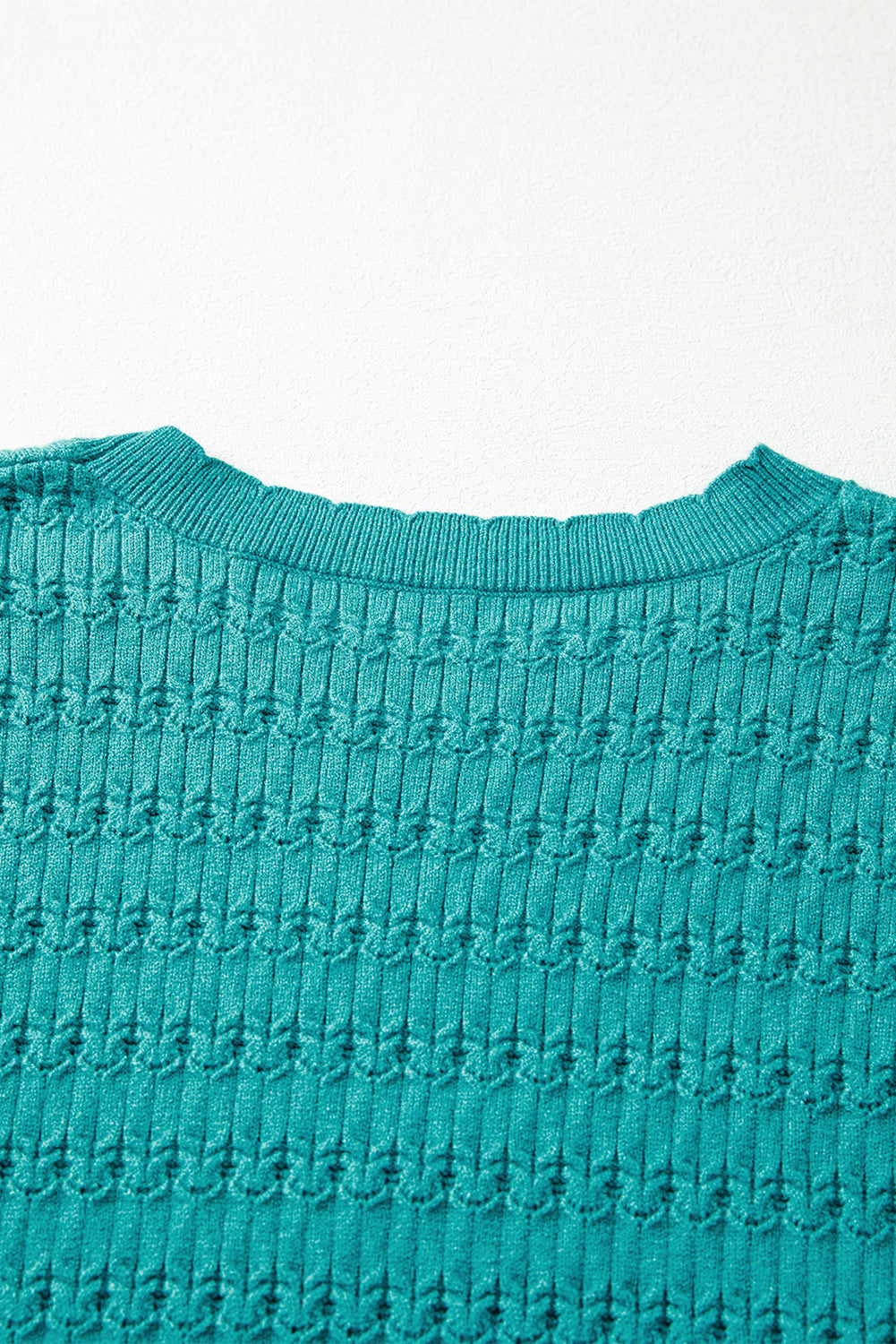 Bright Pink Trendy Pattern Knit Ribbed Cuffs Crew Neck Sweater