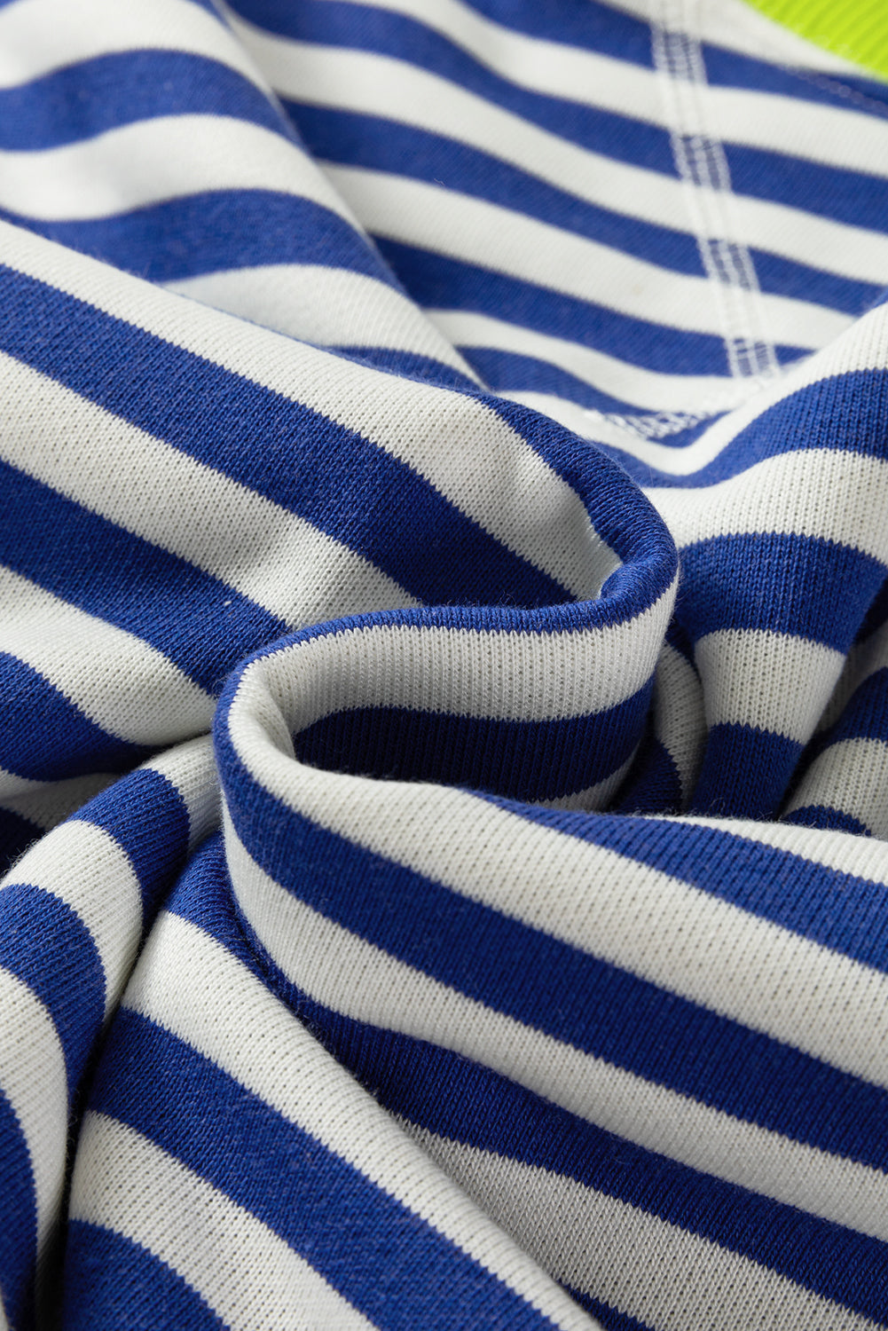 White Stripe Striped Contrast Ribbed Trim Crossed Stitch Drop Shoulder Sweatshirt