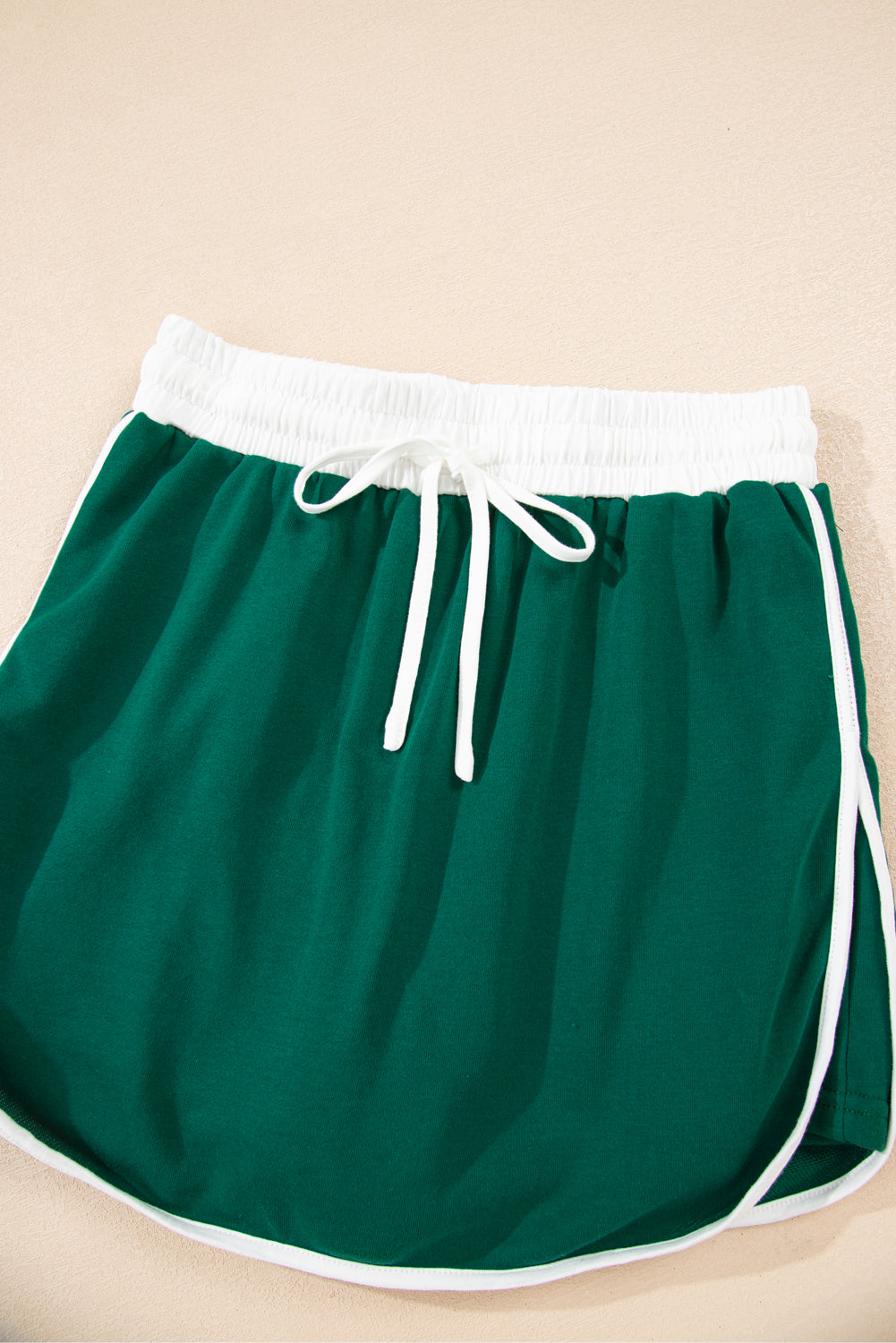 Black Varsity Stripe Detail Drop Shoulder Pullover Mini Skirt Set