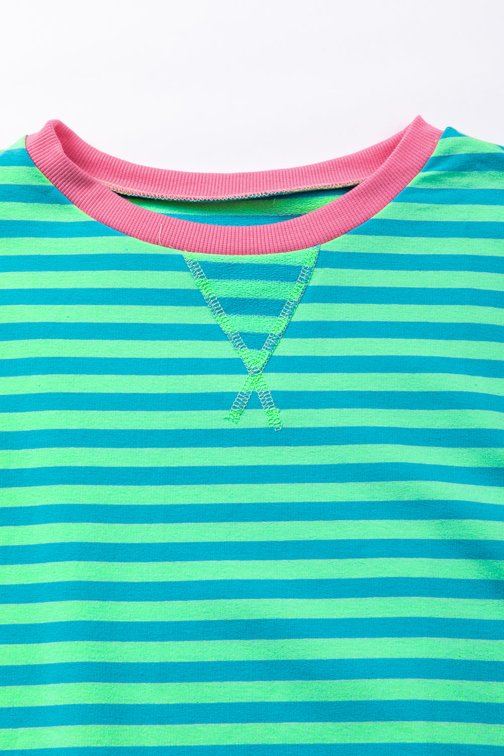 Green Stripe Contrast Edge Oversized Sweatshirt