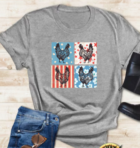 Western 4th of July, Brush Stroke forth of July,, Retro 4th of July, Rooster Patriotic , Chicken USA