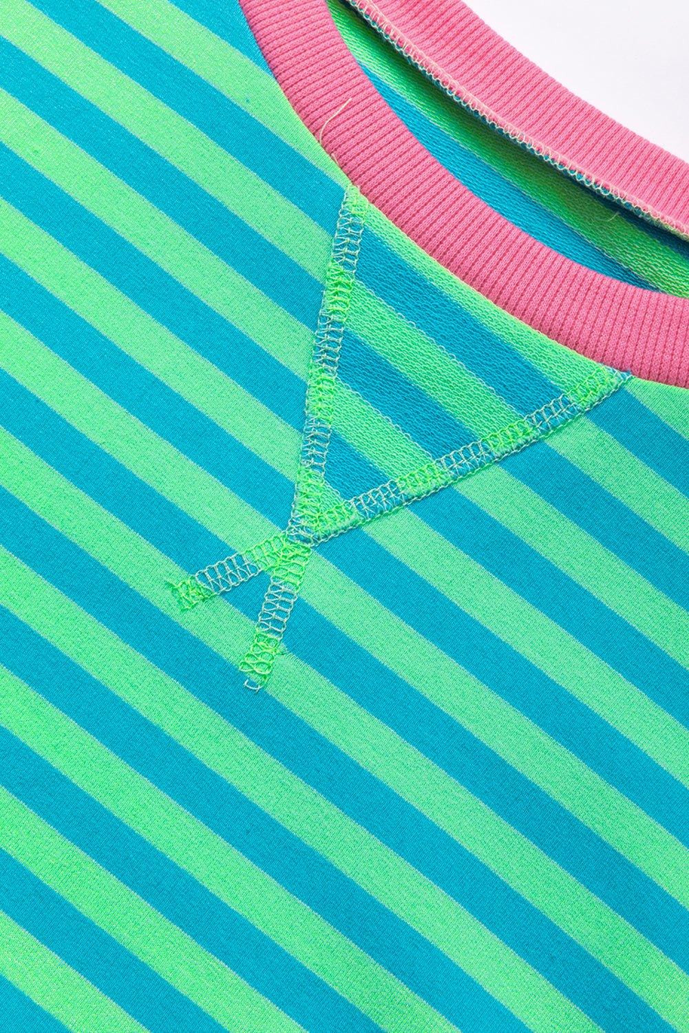 Green Stripe Contrast Edge Oversized Sweatshirt