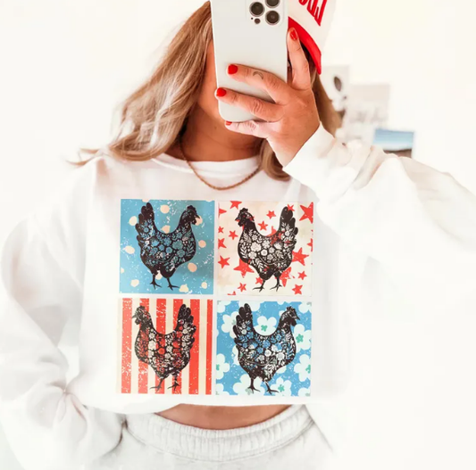 Western 4th of July, Brush Stroke forth of July,, Retro 4th of July, Rooster Patriotic , Chicken USA
