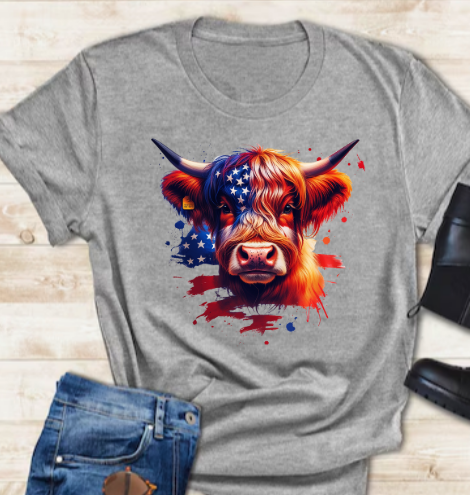 Western 4th Of July Howdy America Cow