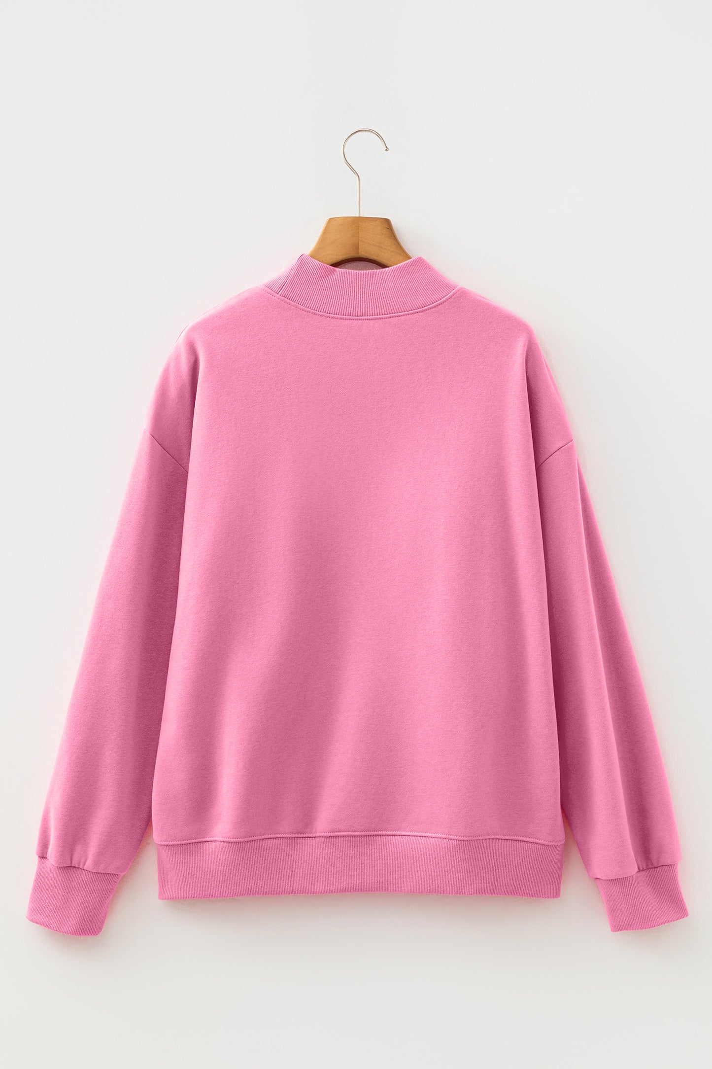 Apricot Pink Oversize Mock Neck Sweatshirt