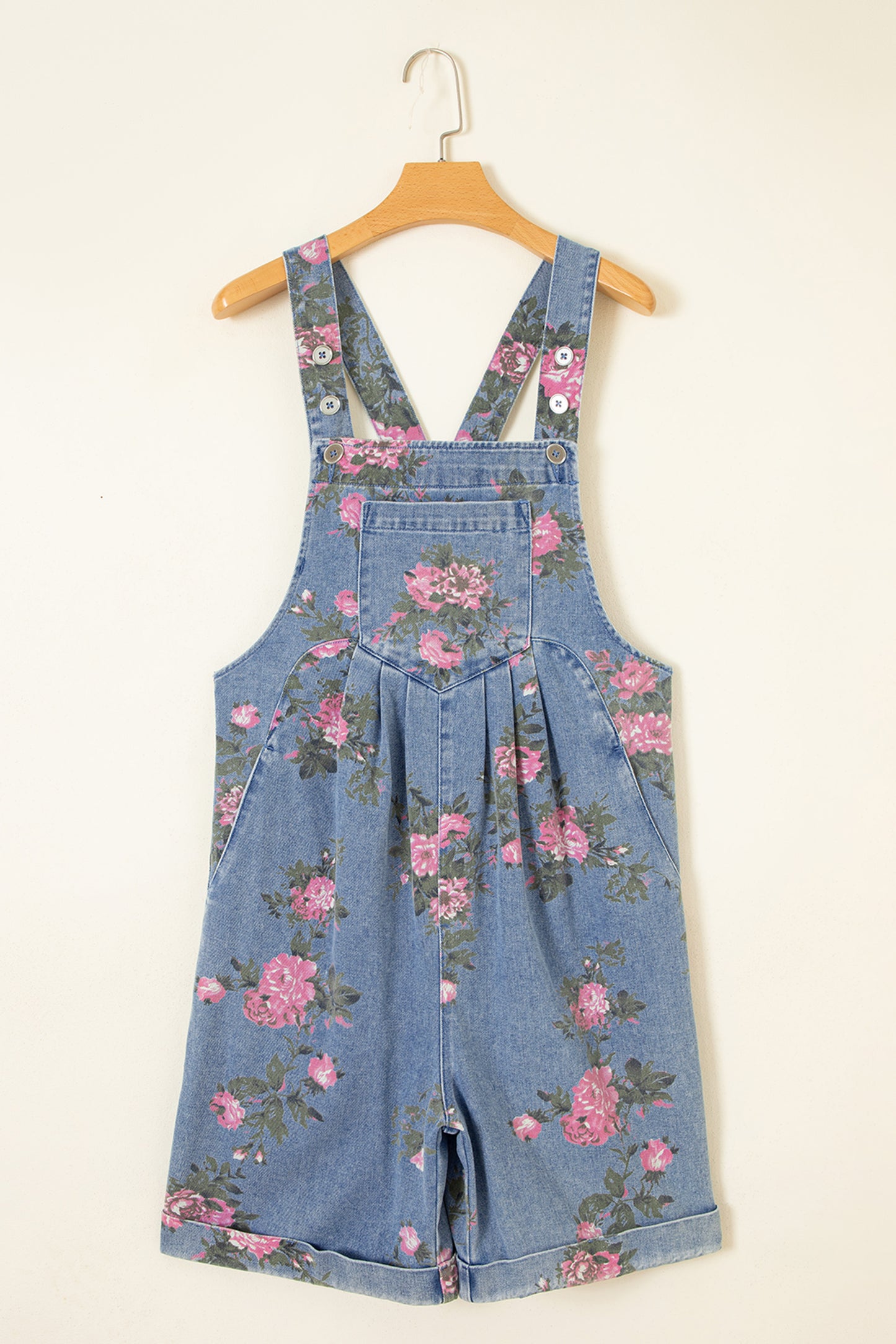 Myosotis Floral Print Denim Shortalls
