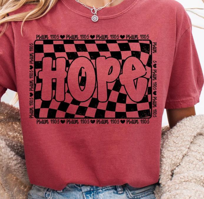 Hope Psalm 130:5 Graphic T-Shirt, Trendy Christian Apparel