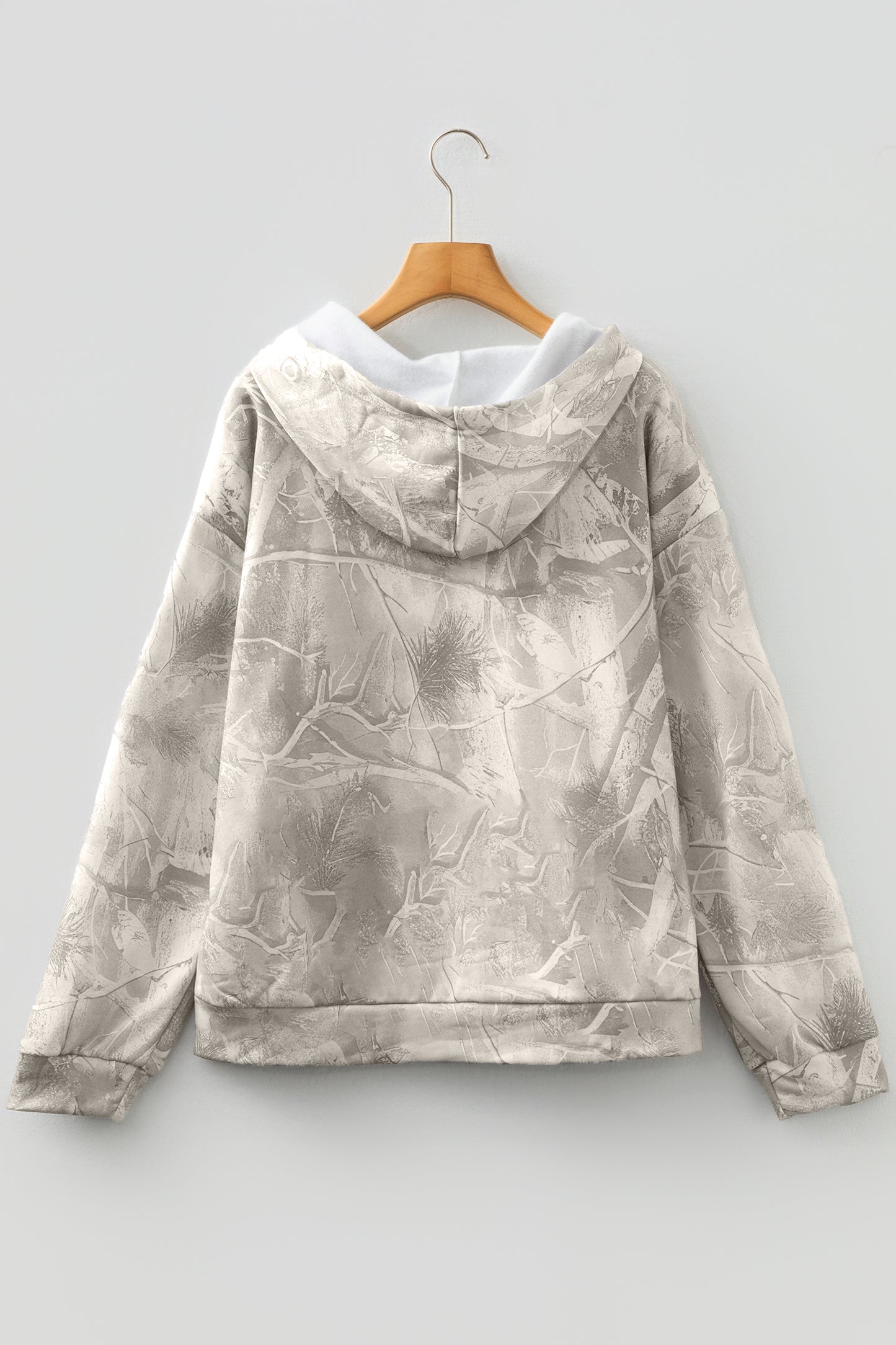 Light Pink Camouflage Woodland Print Oversized Sporty Hoodie