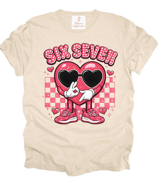 Six Seven Heart Graphic T-Shirt: Valentine's Day Apparel