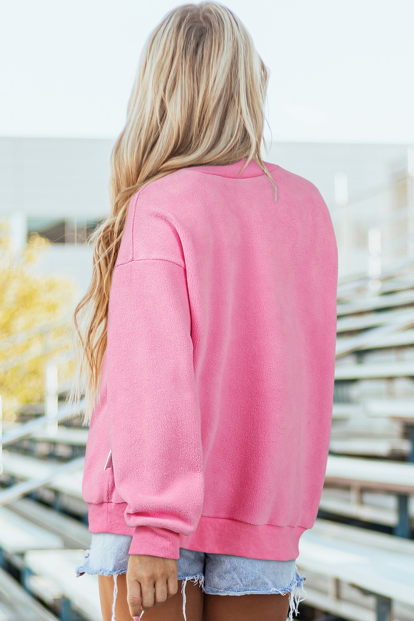 Tillandsia Purple Oversize Drop Shoulder Reversible Mock Neck Sweatshirt