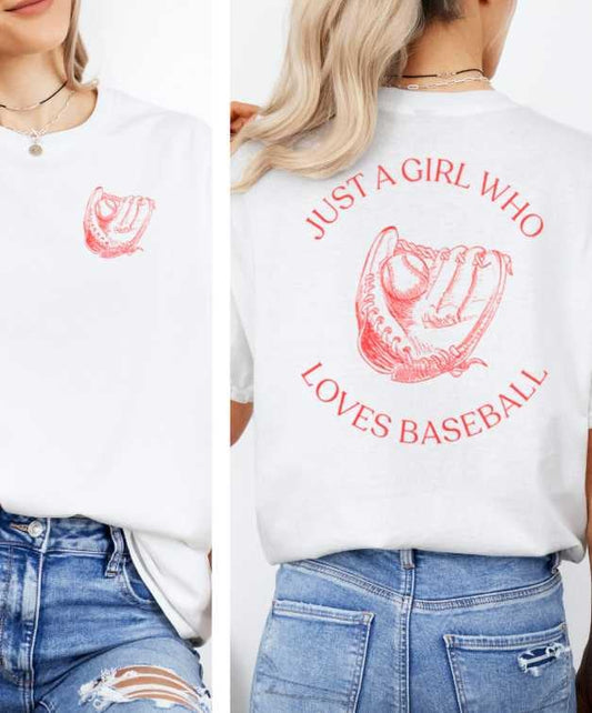 Just A Girl Who Loves Baseball Shirt | Baseball Fan Tee | Cute Sports Graphic T-Shirt