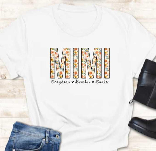 Personalized Mimi Floral Shirt with Grandchildren Names