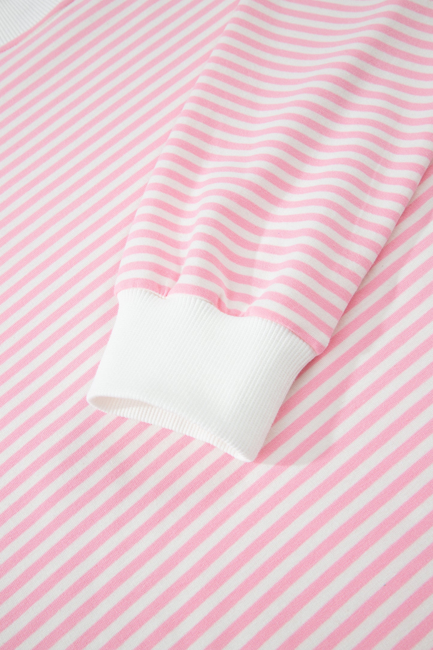 Pink Stripe Oversize Mock Neck Sweatshirt and Shorts Set