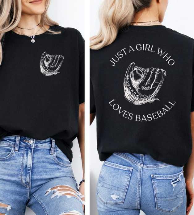 Just A Girl Who Loves Baseball Shirt | Baseball Fan Tee | Cute Sports Graphic T-Shirt