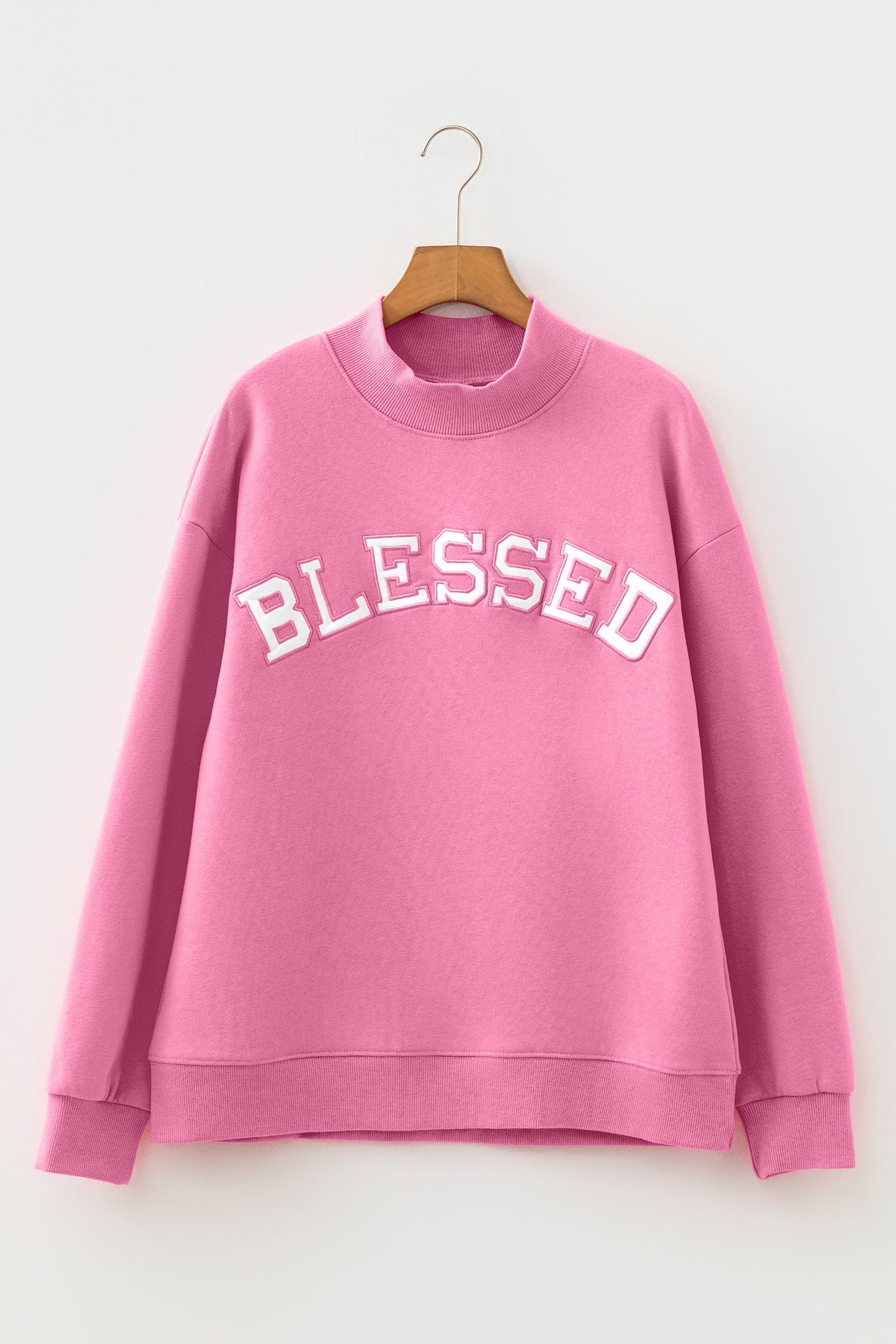 Apricot Pink Oversize Mock Neck Sweatshirt