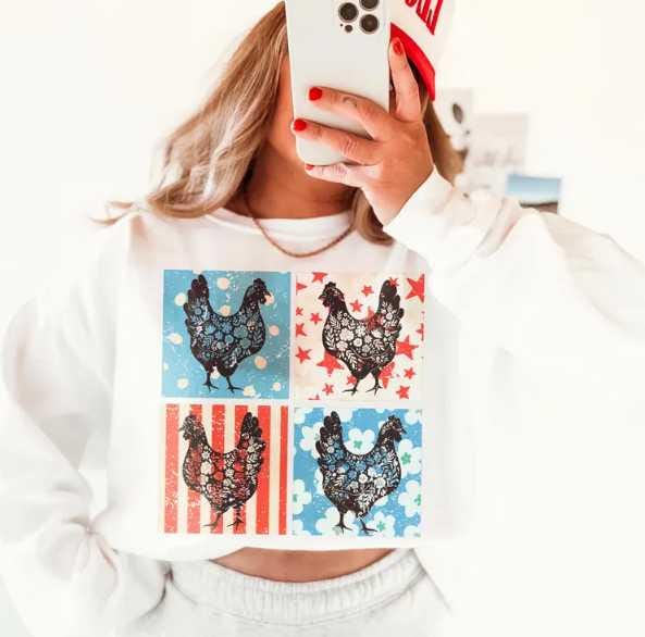 Western 4th of July, Brush Stroke forth of July,, Retro 4th of July, Rooster Patriotic , Chicken USA