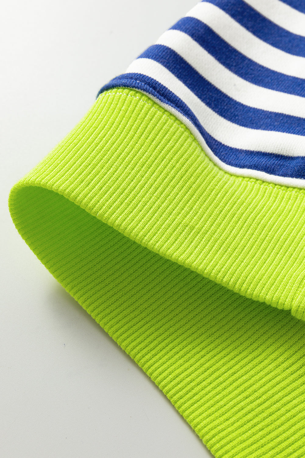 White Stripe Striped Contrast Ribbed Trim Crossed Stitch Drop Shoulder Sweatshirt