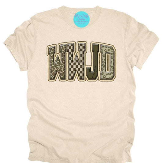 WWJD Camo Print T-Shirt, Trendy Christian Apparel