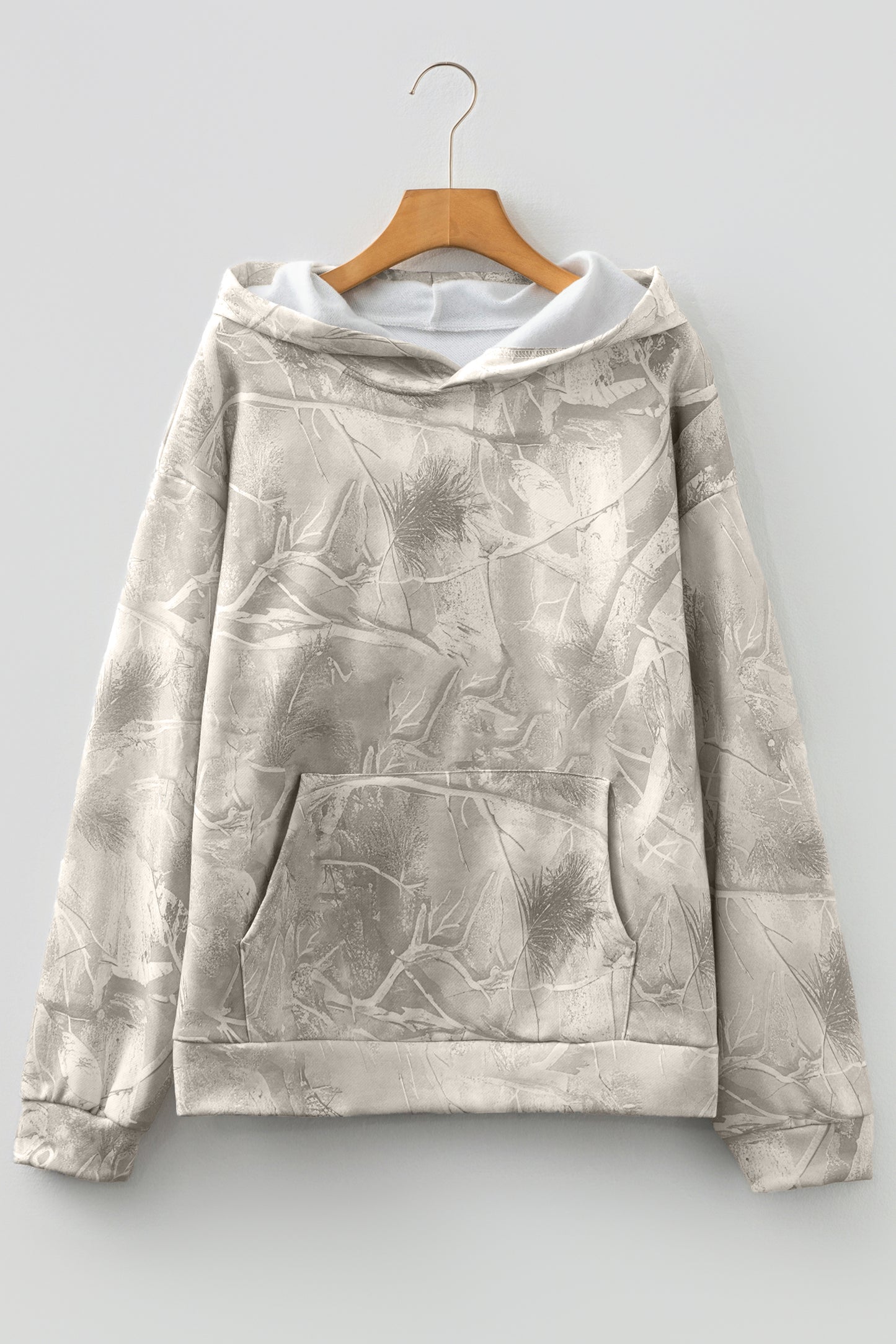 Light Pink Camouflage Woodland Print Oversized Sporty Hoodie
