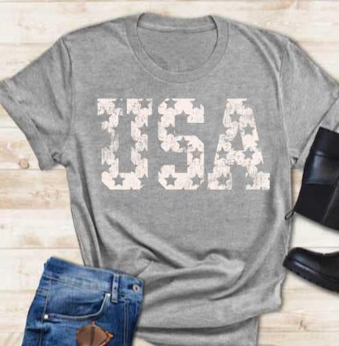 Distressed USA Stars T-Shirt – Cozy Patriotic Apparel