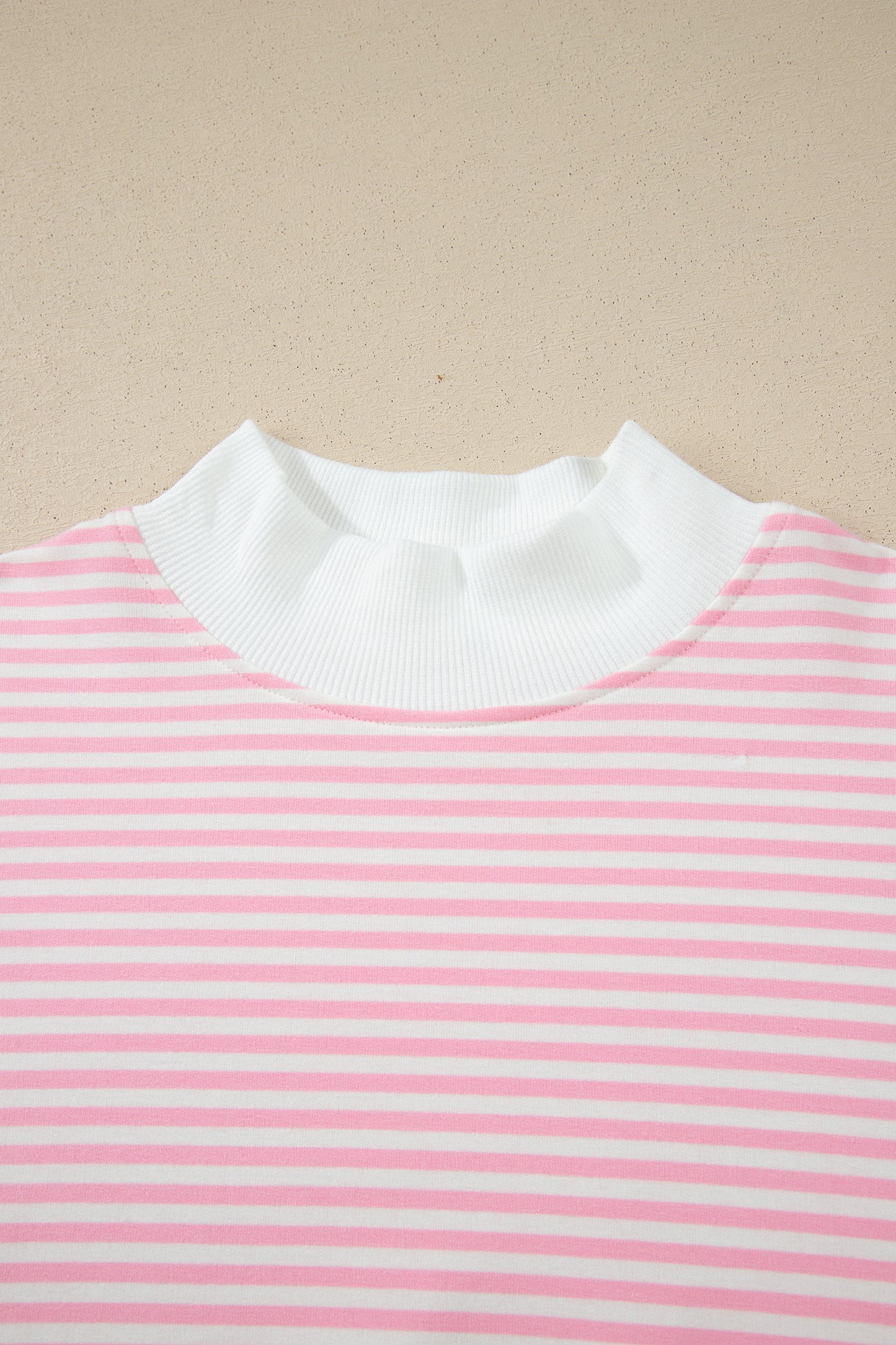 Pink Stripe Oversize Mock Neck Sweatshirt and Shorts Set