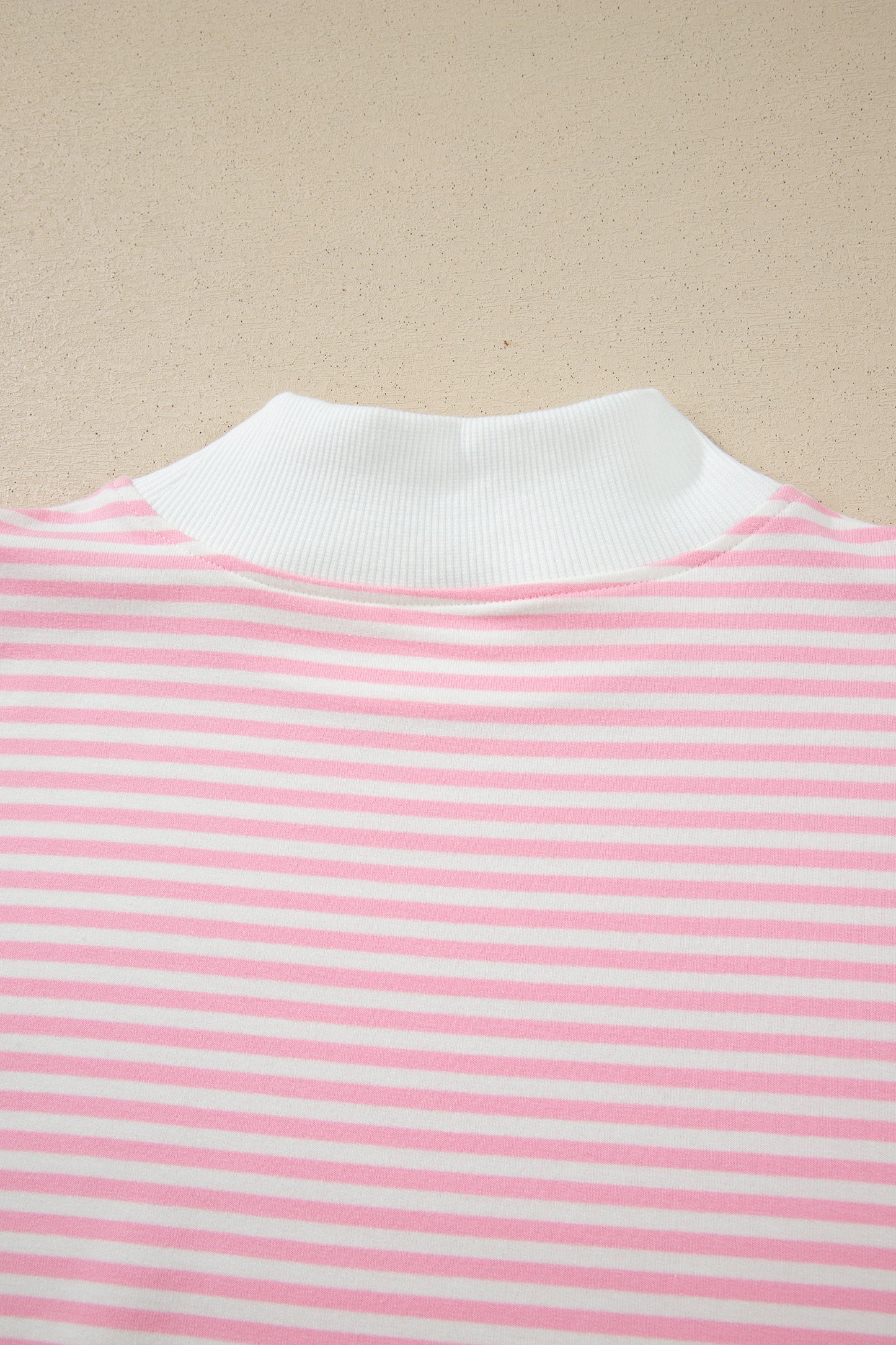 Pink Stripe Oversize Mock Neck Sweatshirt and Shorts Set